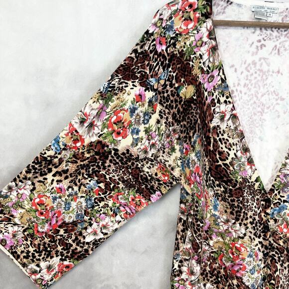Alberto Makali Womens Cardigan M Leopard Floral Boho Viscose Stretch Mobwife - Picture 2 of 6